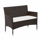Ensemble de mobilier de jardin 5 pièces avec coussins en résine tressée marron