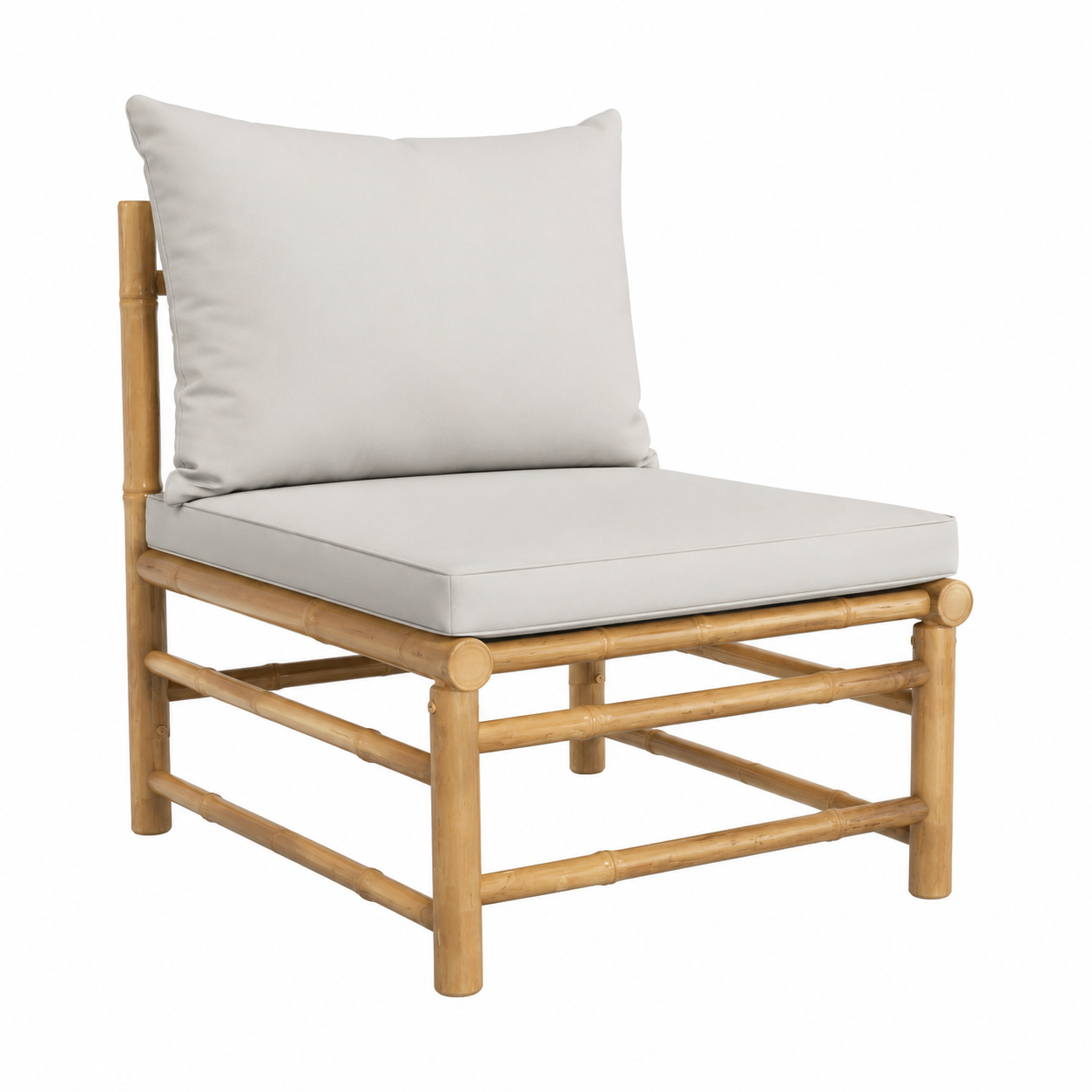Ensemble de mobilier de jardin 6 pièces avec coussins coloris gris clair en bambou