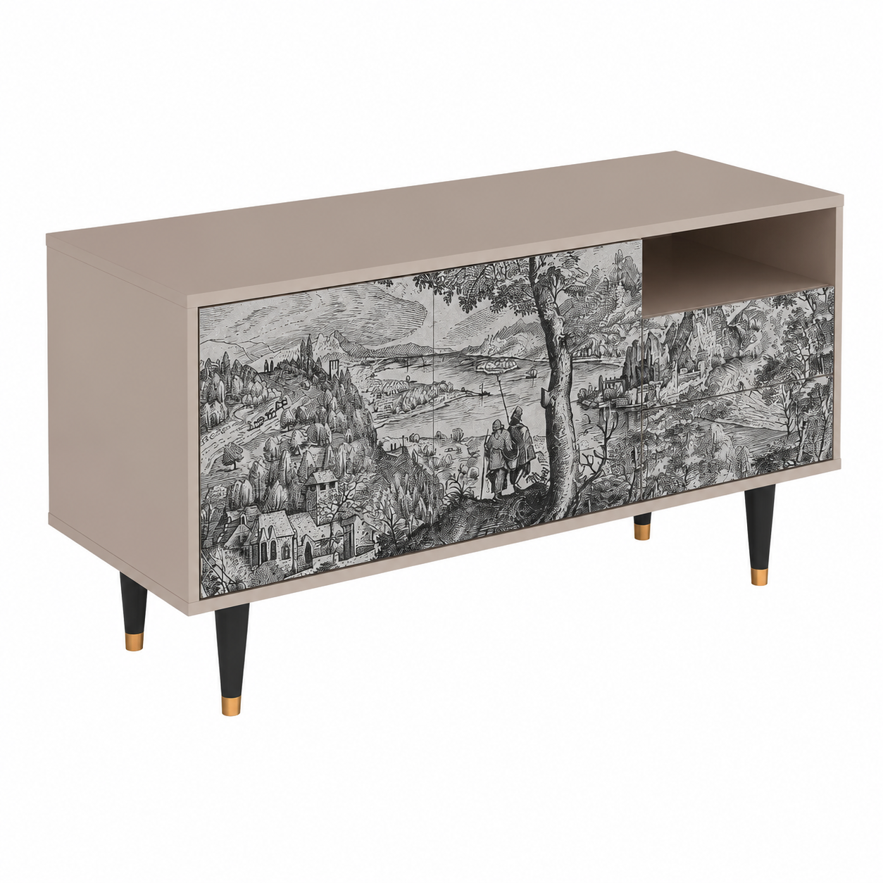 Meuble TV Contemporain en Bois - Dimensions 125x56x41 cm