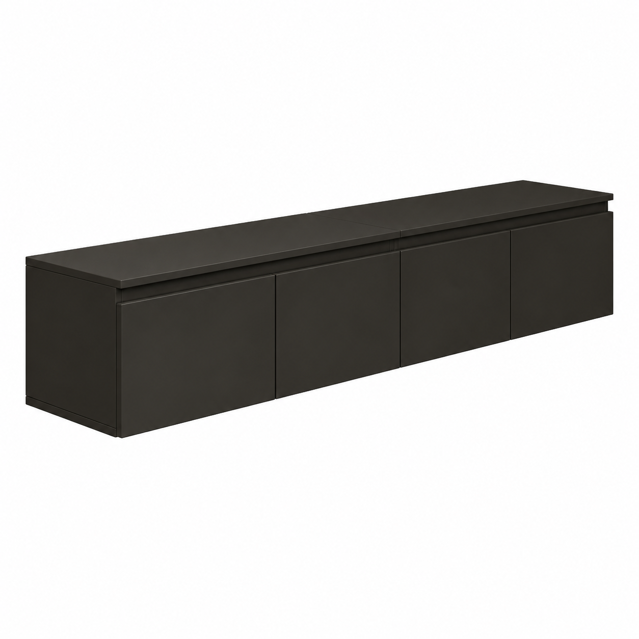 Meuble TV suspendu 4 portes 200 cm noir