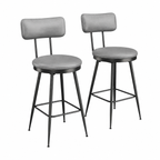 Paire de tabourets de bar ergonomiques en similicuir gris