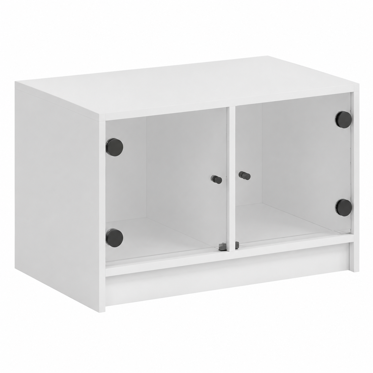 Table basse moderne avec rangement et portes en verre