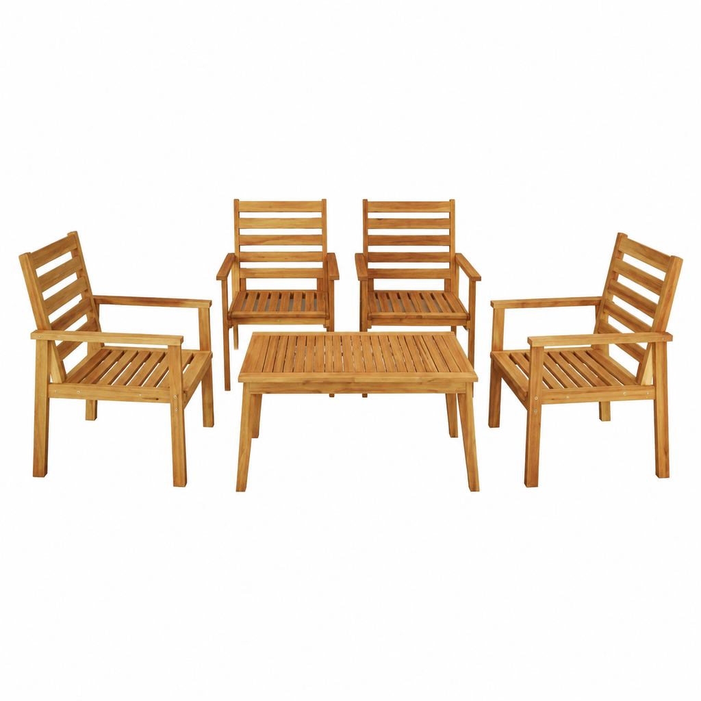 Ensemble de jardin en bois d'acacia 5 pièces