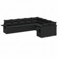 Ensemble de mobilier de jardin 10 pièces avec coussins noirs