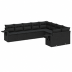 Ensemble de mobilier de jardin 10 pièces avec coussins noirs