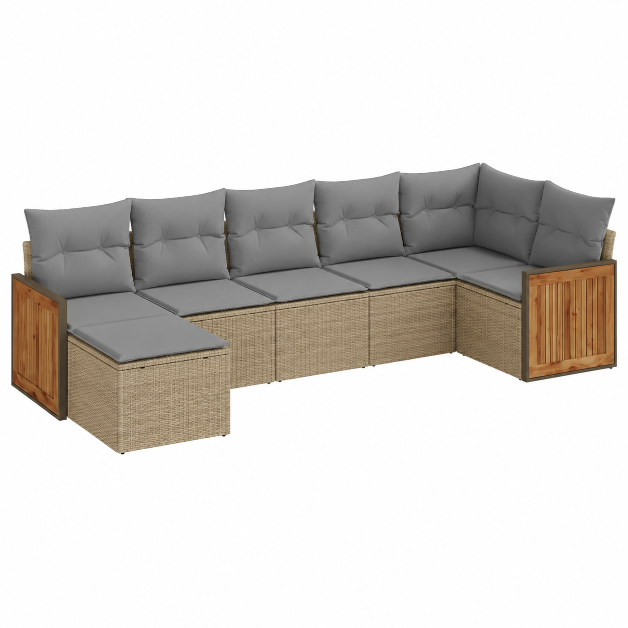 Ensemble de mobilier de jardin 7 pièces avec coussins beige