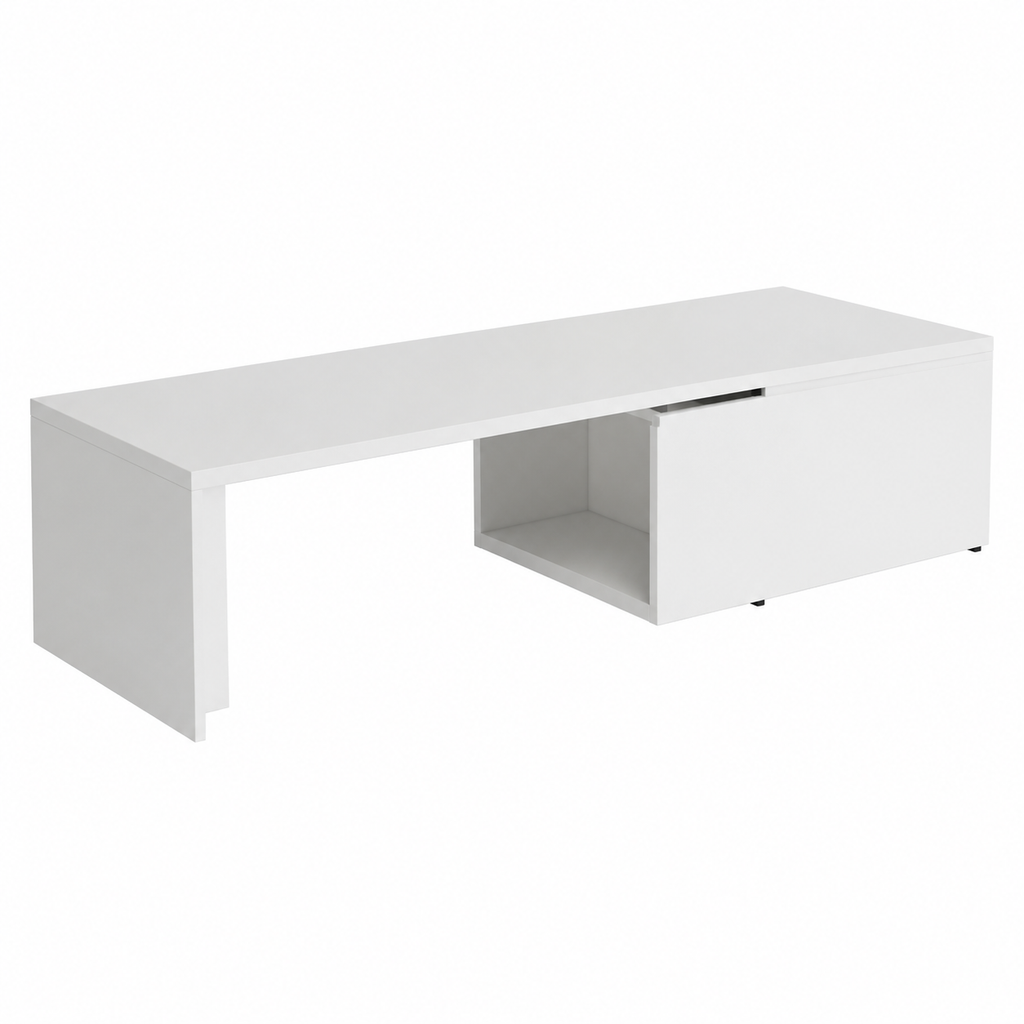 Table basse moderne en bois d'ingénierie, blanc 150x50x35 cm
