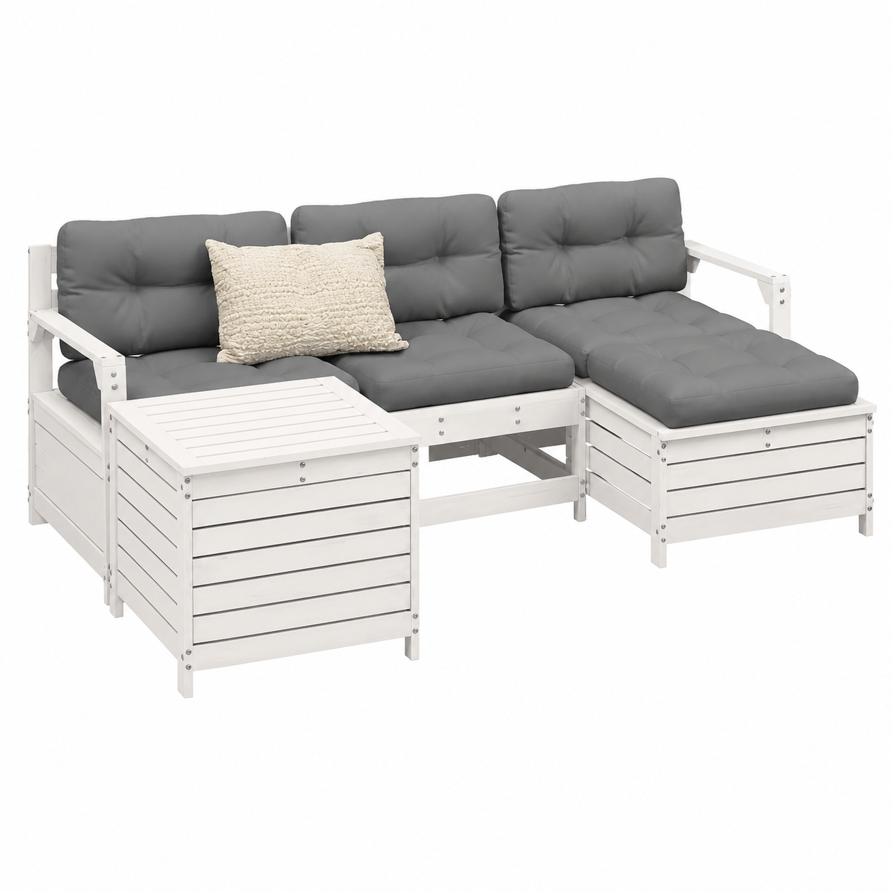 Ensemble de mobilier d'extérieur 5 pièces en bois de pin blanc