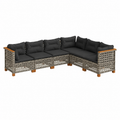 Ensemble de mobilier d'extérieur 6 pièces avec coussins gris