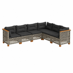 Ensemble de mobilier d'extérieur 6 pièces avec coussins gris