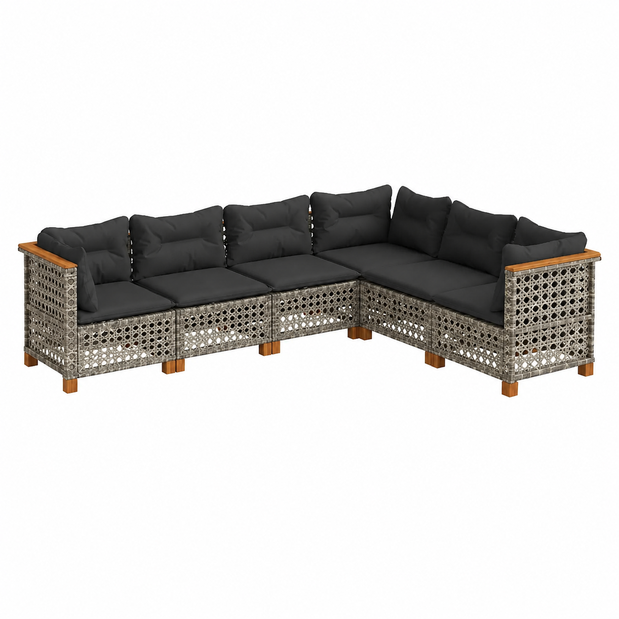 Ensemble de mobilier d'extérieur 6 pièces avec coussins gris