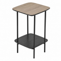 Table basse moderne avec étagère, bois et noir, hauteur 60 cm