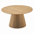 Table basse ronde en bois avec pieds cannelés, diamètre 80 cm