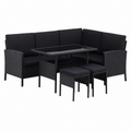 Salon d'angle de jardin moderne 145 cm noir