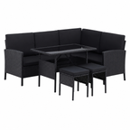 Salon d'angle de jardin moderne 145 cm noir