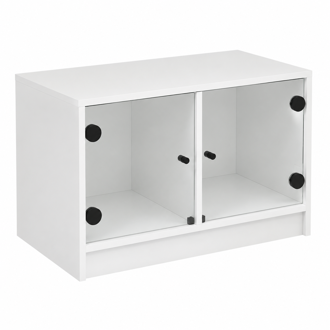Table basse moderne avec rangement et portes en verre