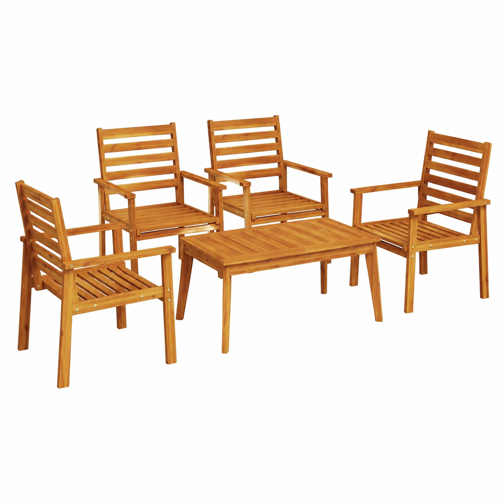 Ensemble de jardin en bois d'acacia 5 pièces