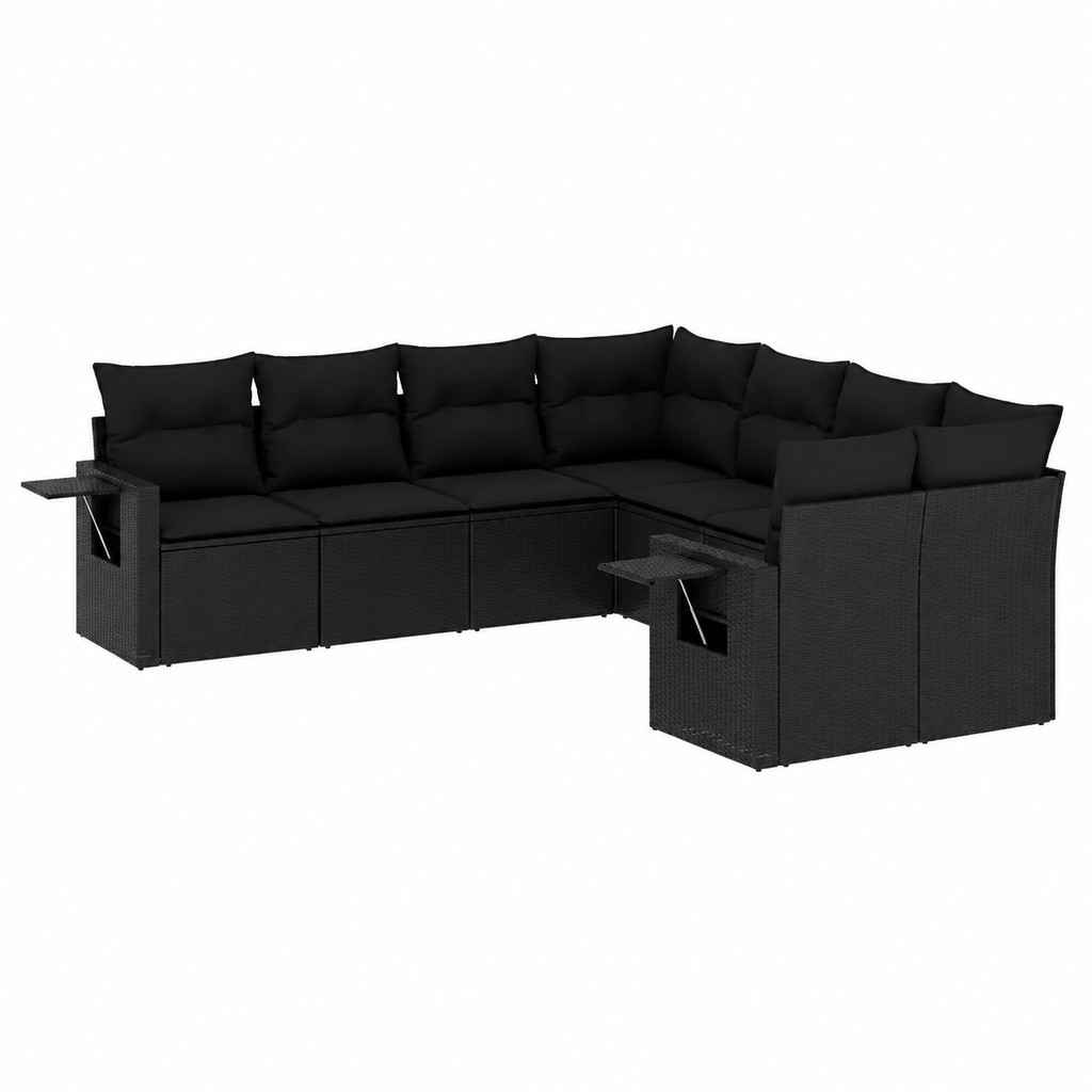 Ensemble de mobilier de jardin 10 pièces avec coussins noirs