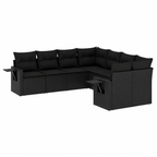 Ensemble de mobilier de jardin 10 pièces avec coussins noirs