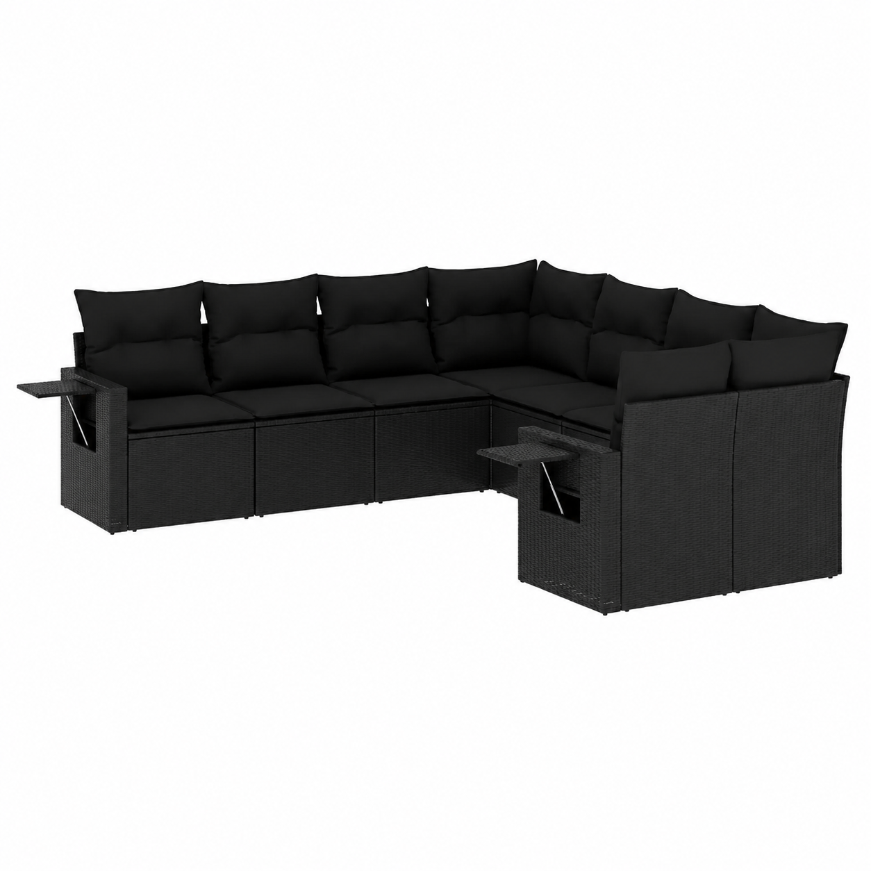 Ensemble de mobilier de jardin 10 pièces avec coussins noirs