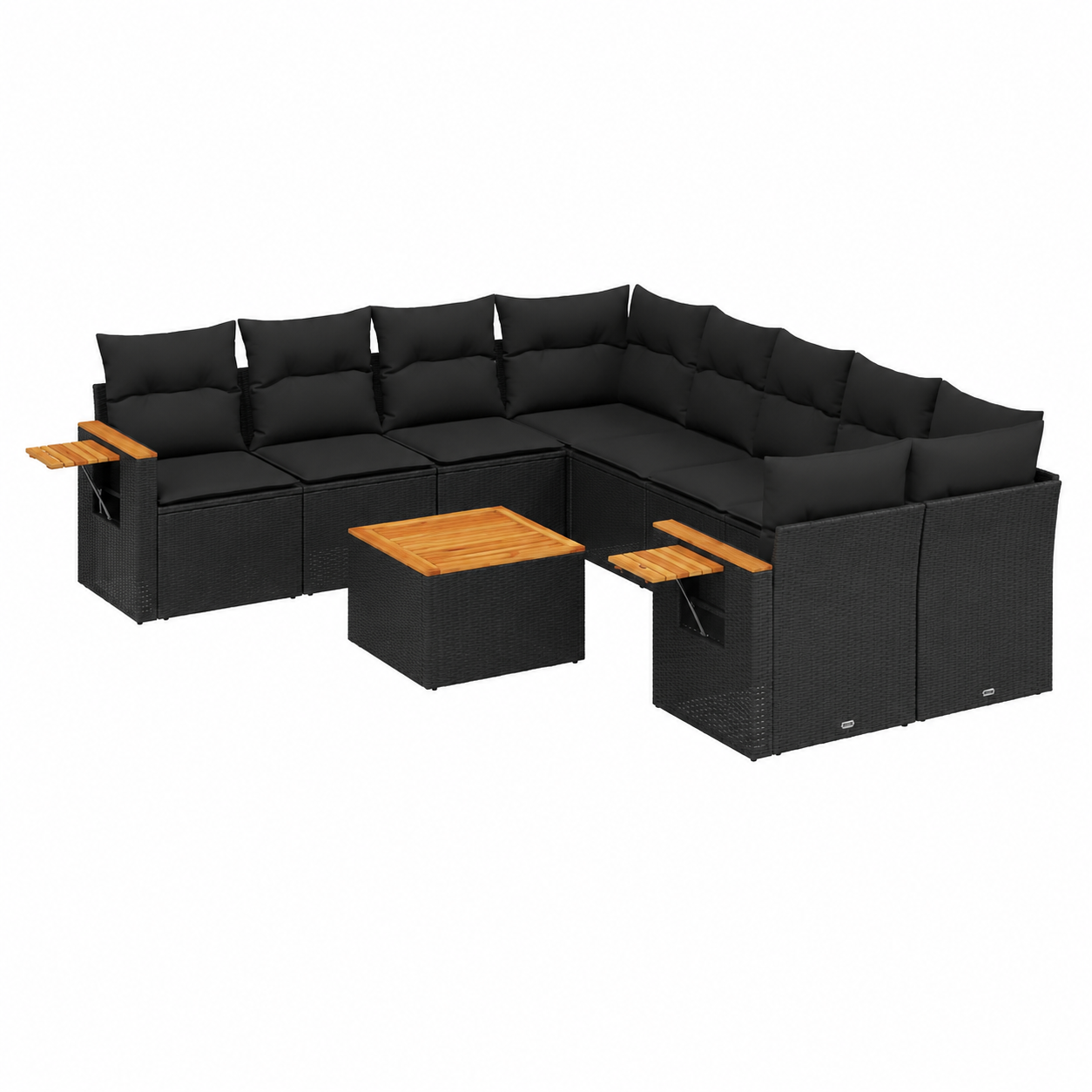 Ensemble de meubles de jardin 9 pièces avec coussins en résine noire