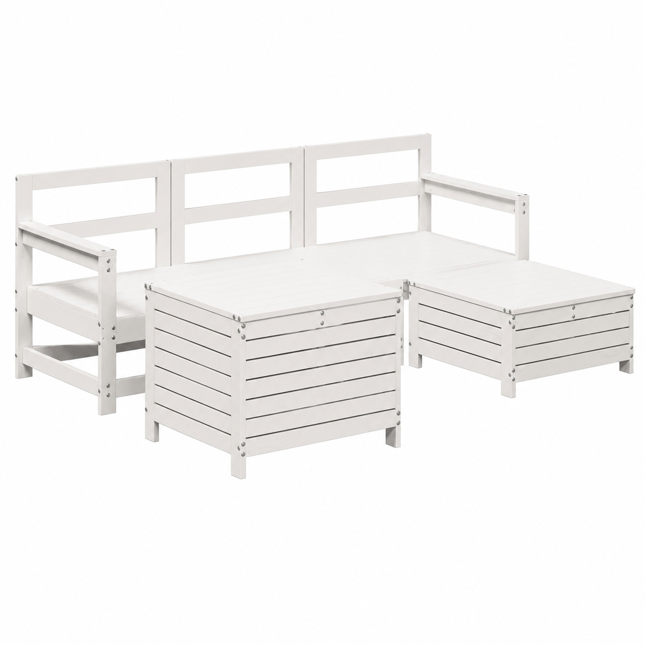 Ensemble de mobilier d'extérieur 5 pièces en bois de pin blanc