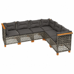 Ensemble de mobilier d'extérieur 6 pièces avec coussins gris