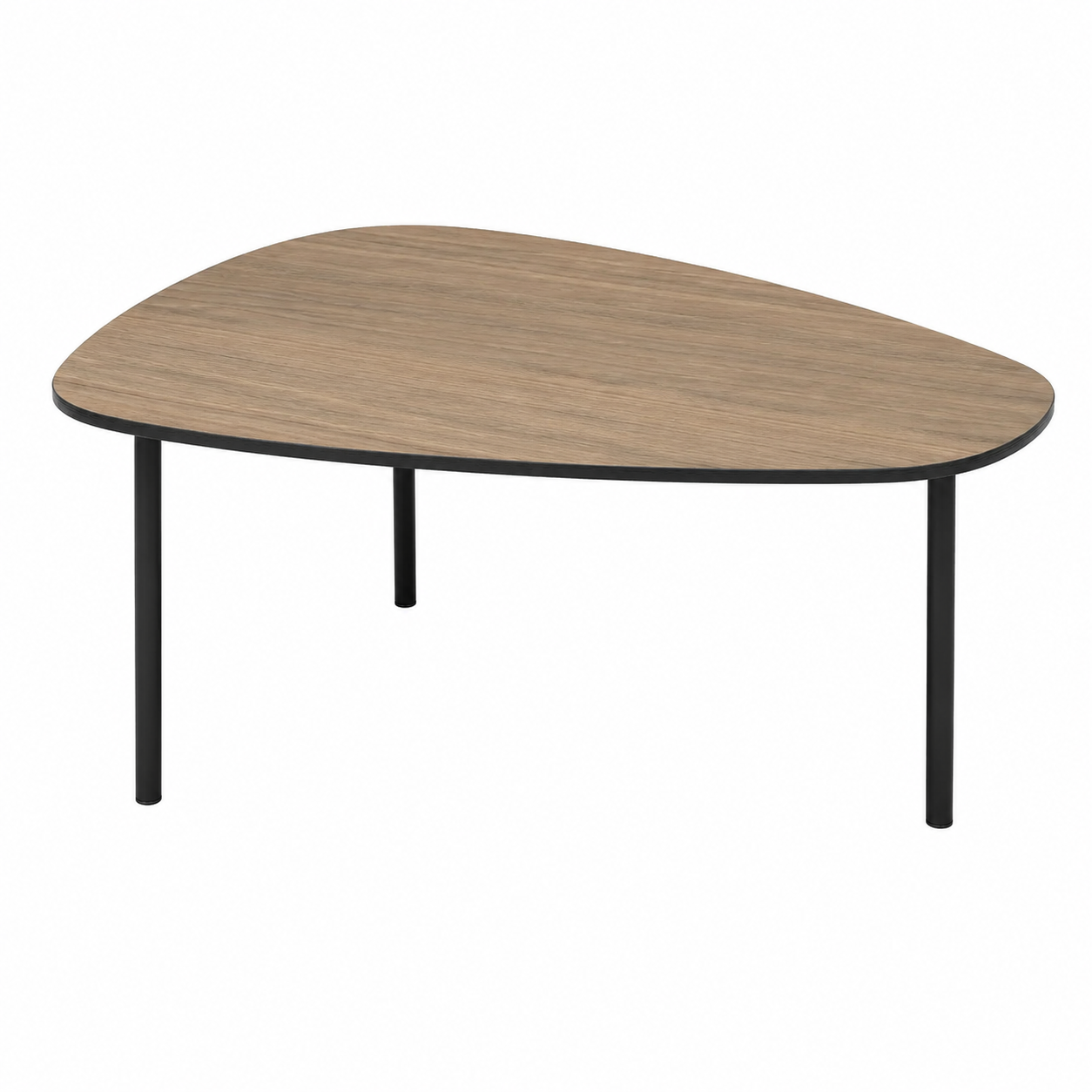 Table basse moderne avec étagère, bois et noir, hauteur 60 cm