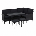Salon d'angle de jardin moderne 145 cm noir