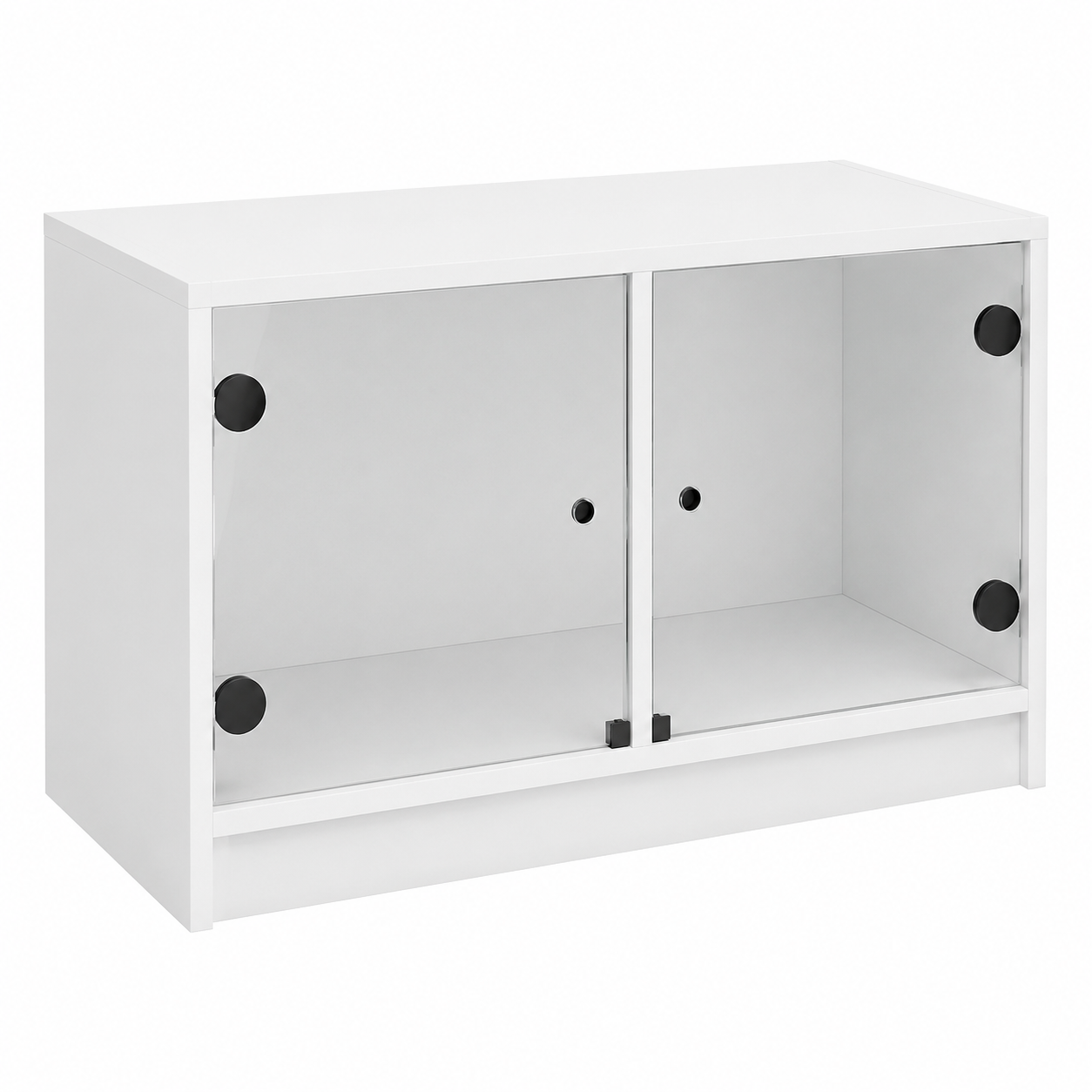 Table basse moderne avec rangement et portes en verre