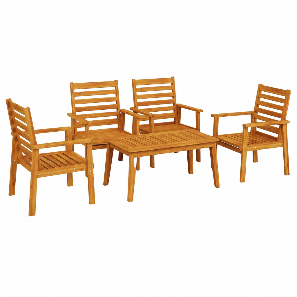 Ensemble de jardin en bois d'acacia 5 pièces