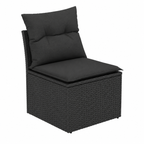 Ensemble de mobilier de jardin 10 pièces avec coussins noirs
