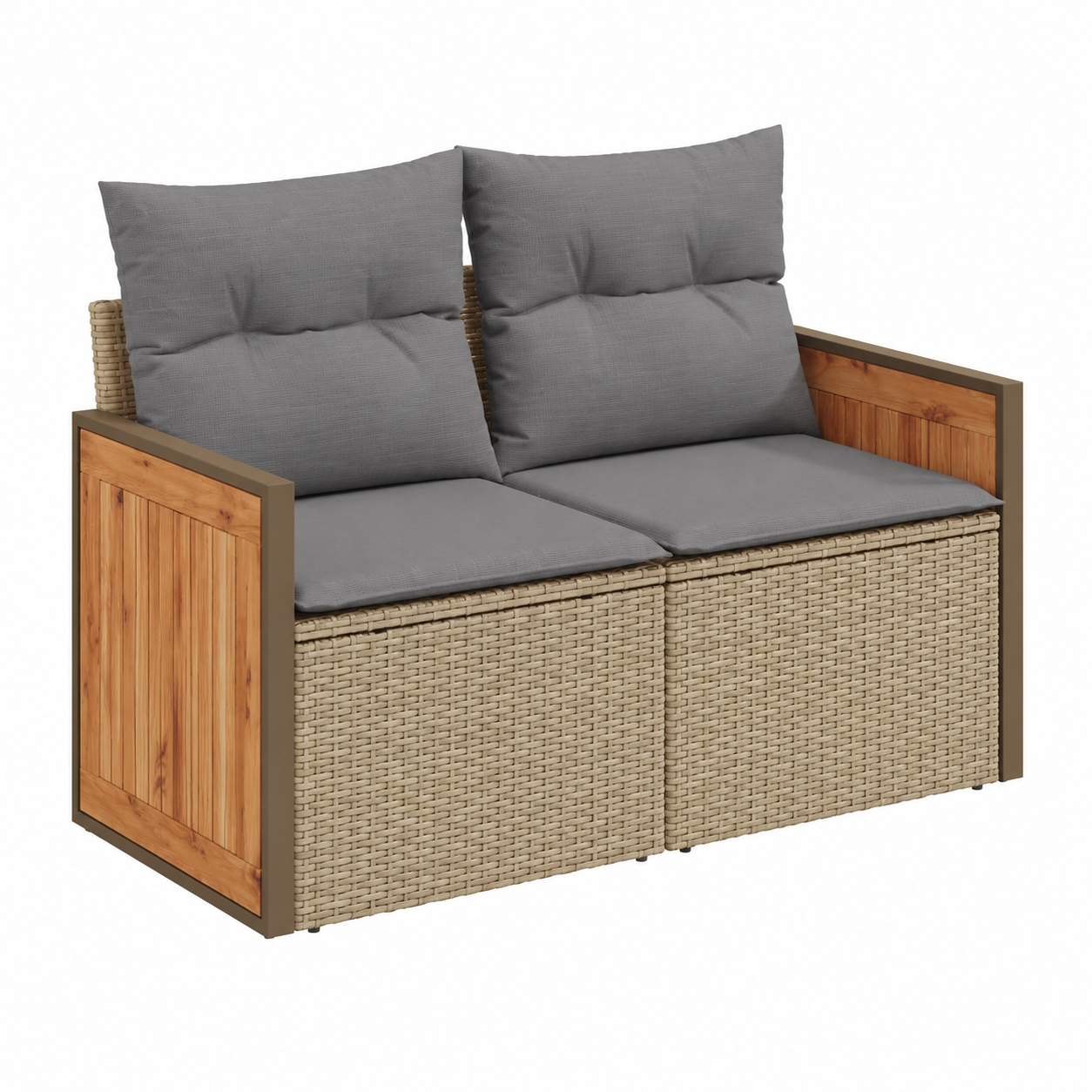 Ensemble de mobilier d'extérieur beige en résine tressée 5 pièces