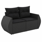 Ensemble de jardin 9 pièces avec coussins noirs en résine