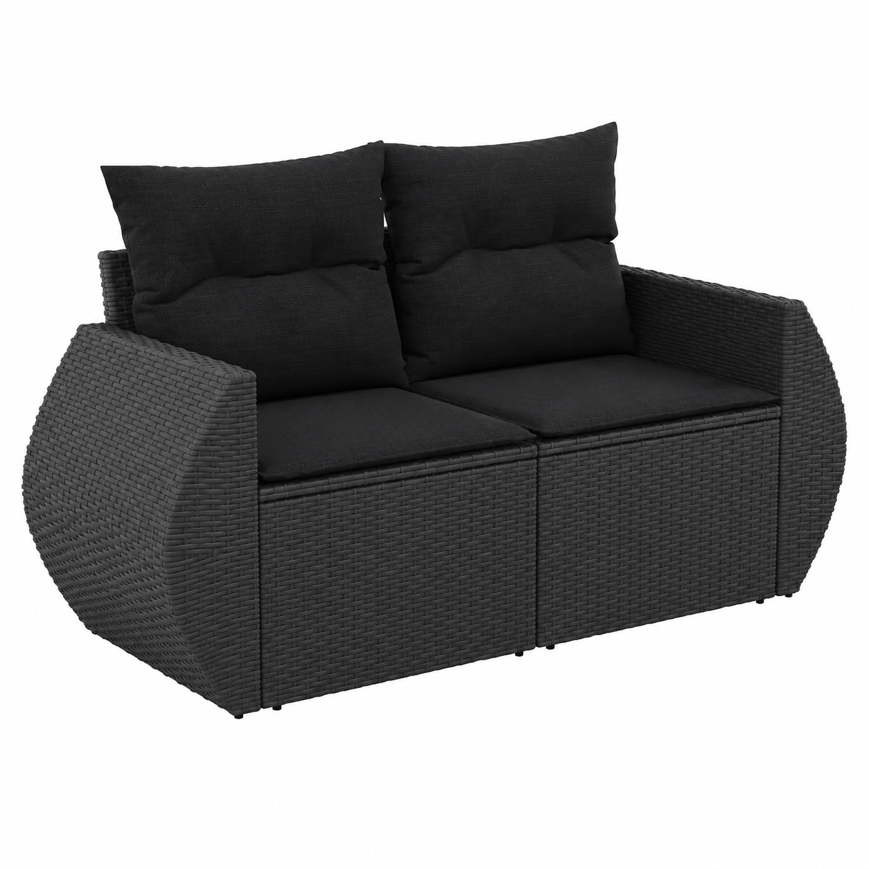 Ensemble de jardin 9 pièces avec coussins noirs en résine