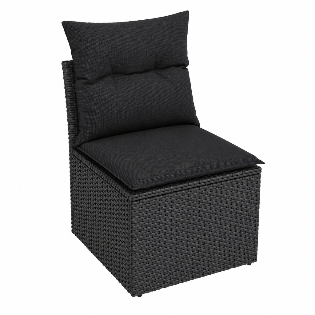 Ensemble de meubles de jardin 9 pièces avec coussins en résine noire
