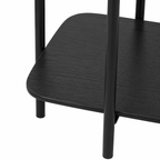 Table basse moderne avec étagère, bois et noir, hauteur 60 cm