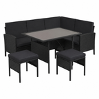Salon d'angle de jardin moderne 145 cm noir