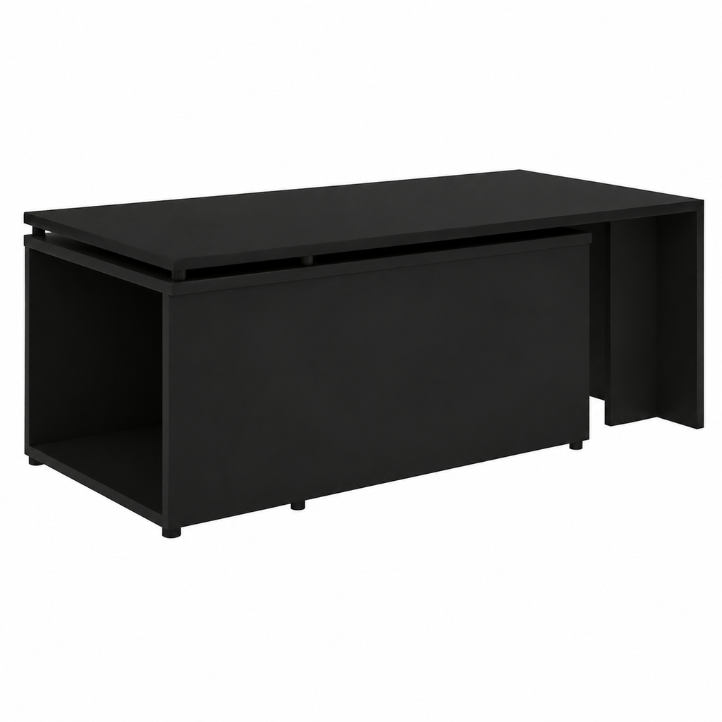Table basse moderne noire en bois composite 150x50x35 cm