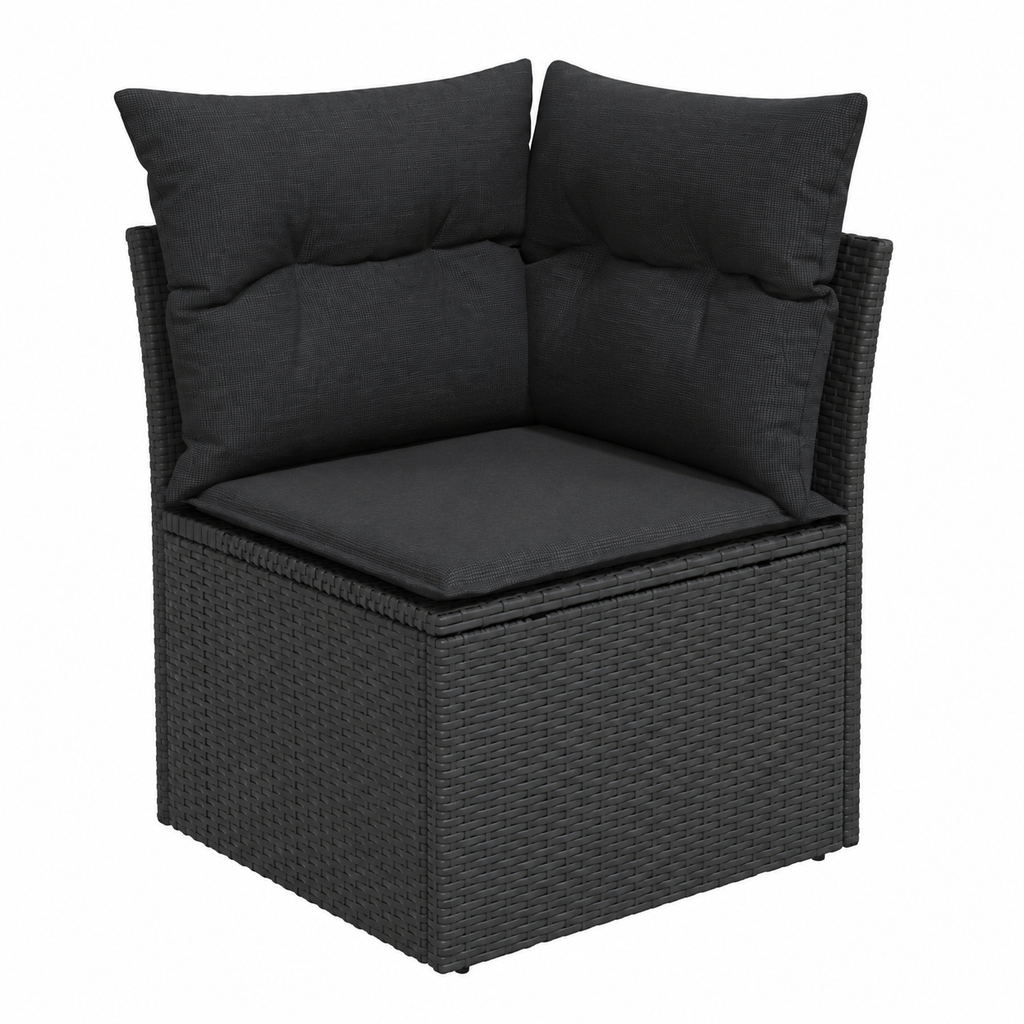 Ensemble de mobilier de jardin 10 pièces avec coussins noirs