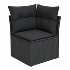 Ensemble de mobilier de jardin 10 pièces avec coussins noirs