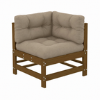 Ensemble de jardin en bois massif 5 pièces avec coussins marron miel