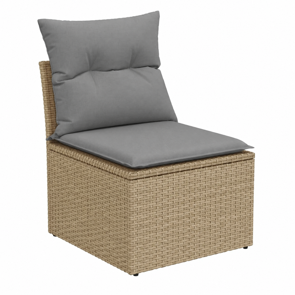 Ensemble de mobilier d'extérieur beige en résine tressée 5 pièces