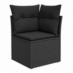 Ensemble de jardin 9 pièces avec coussins noirs en résine