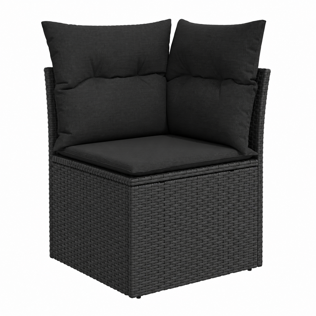 Ensemble de jardin 9 pièces avec coussins noirs en résine