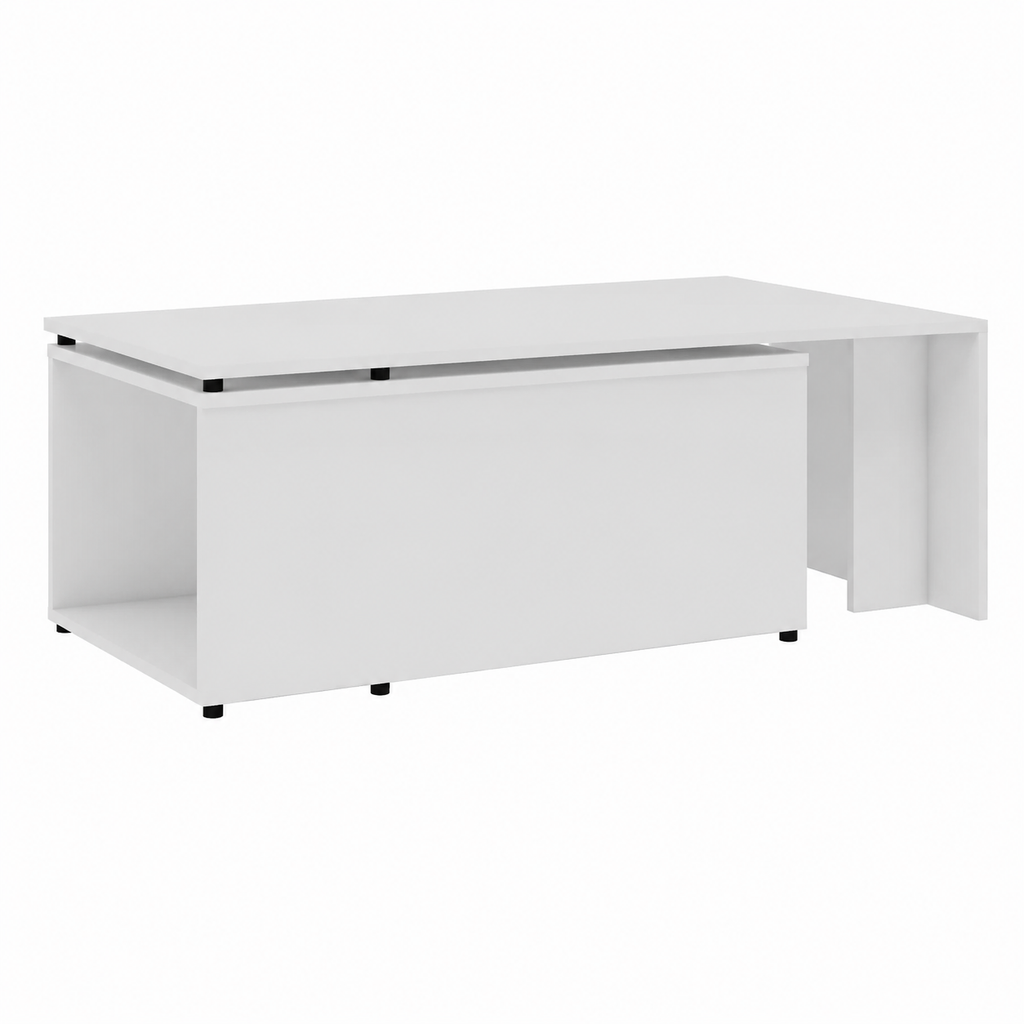 Table basse moderne en bois d'ingénierie, blanc 150x50x35 cm