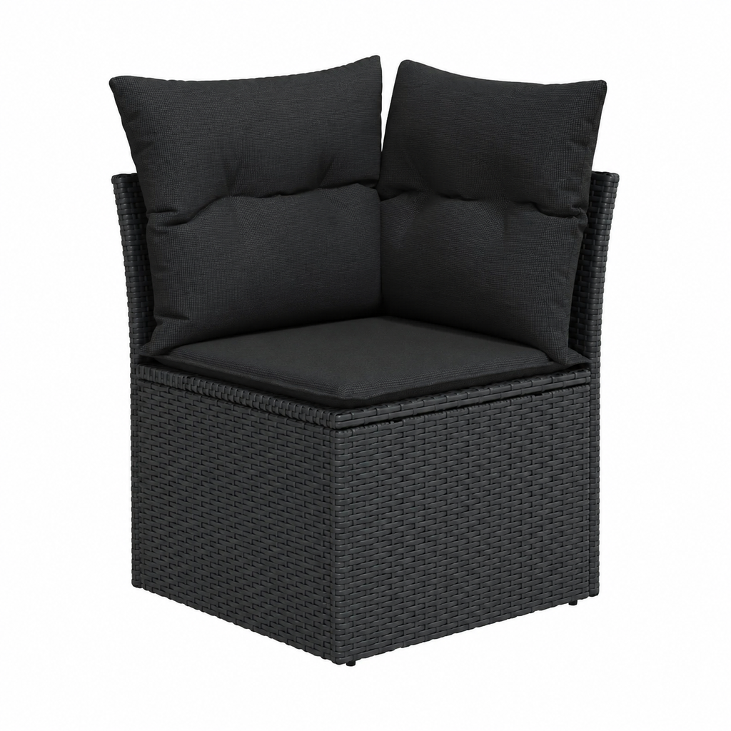 Ensemble de meubles de jardin 9 pièces avec coussins en résine noire