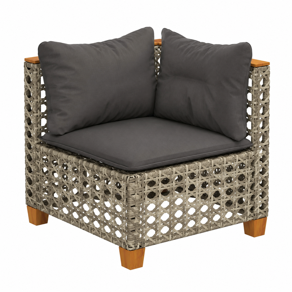 Ensemble de mobilier d'extérieur 6 pièces avec coussins gris