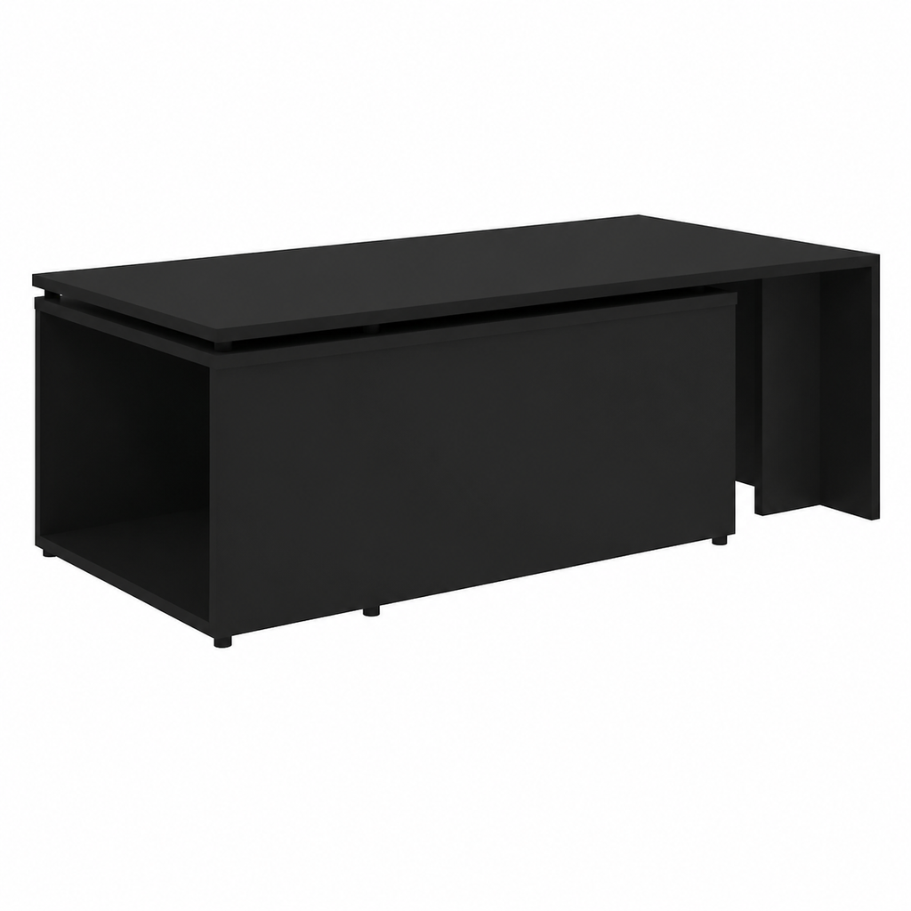 Table basse moderne noire en bois composite 150x50x35 cm