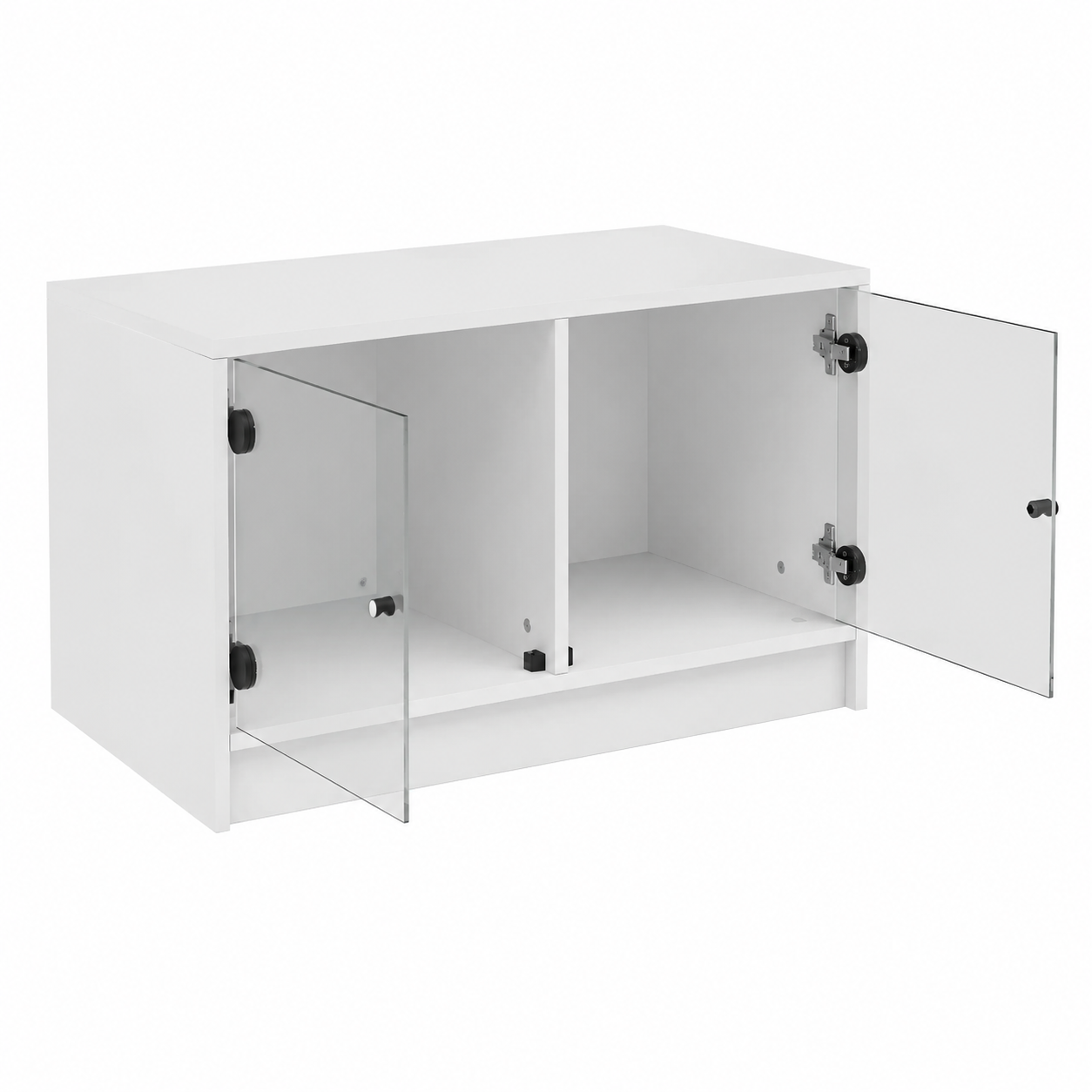 Table basse moderne avec rangement et portes en verre